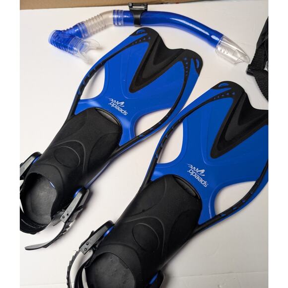 Speedo Snorkel Fin Set YOUTH JR Size L/XL 1-4 Set Blue dive beach water NO MASK - Picture 1 of 7